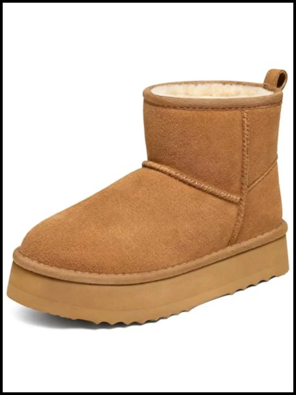 Genuine Suede Platform Mini Boots for Women Fur Lined Winter Snow Boots